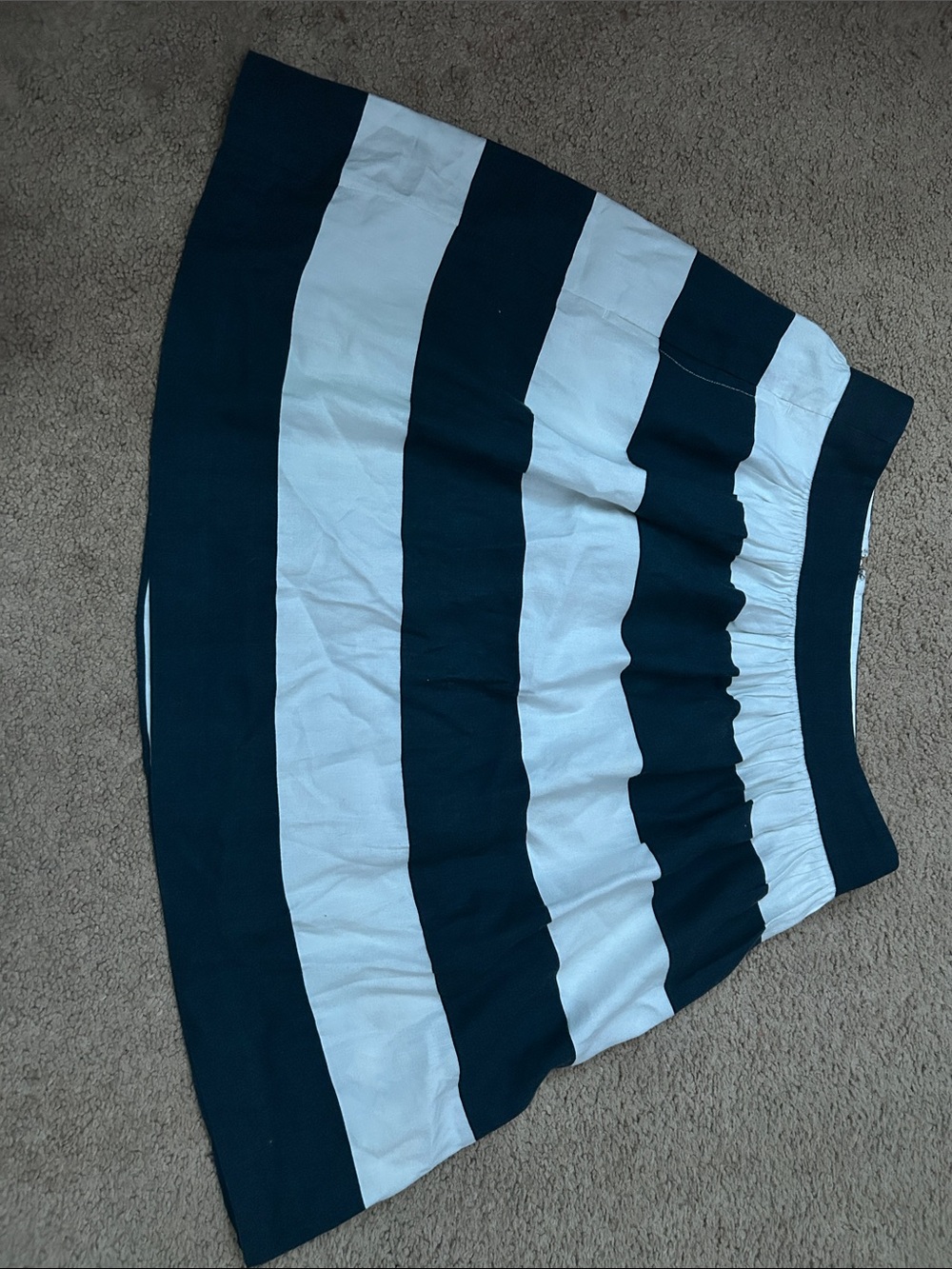 Banana Republic Navy and White Striped Circle Skirt